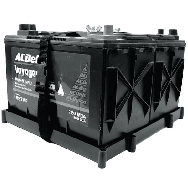 T-H Marine Supplies Dual Battery Holder Tray With Plastic Buckle For Two Series 27 Deep Cycle Batteries DBH27PDP - main